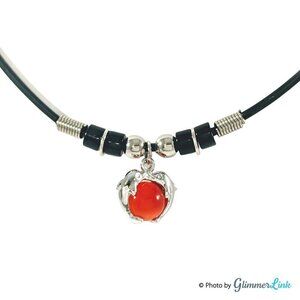Dolphins Orange Glass Ball Cord Necklace